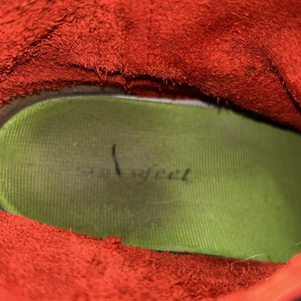 SANITA Red Suede. Clogs. Wood Heeled. 38/7.5 - Picture 7 of 12